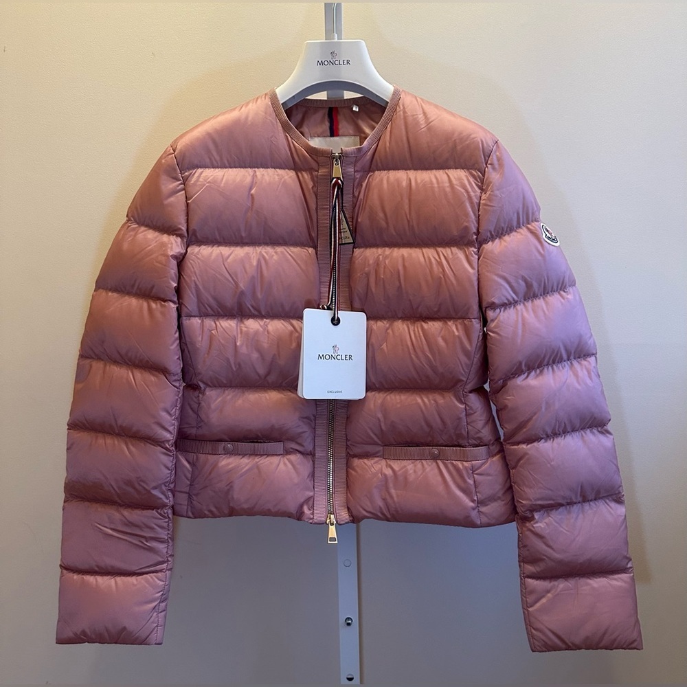 NEW Moncler Laurine Short Down Jacket Pink NWT Sz S w/ Hanger & Garment Bag - Picture 2 of 16